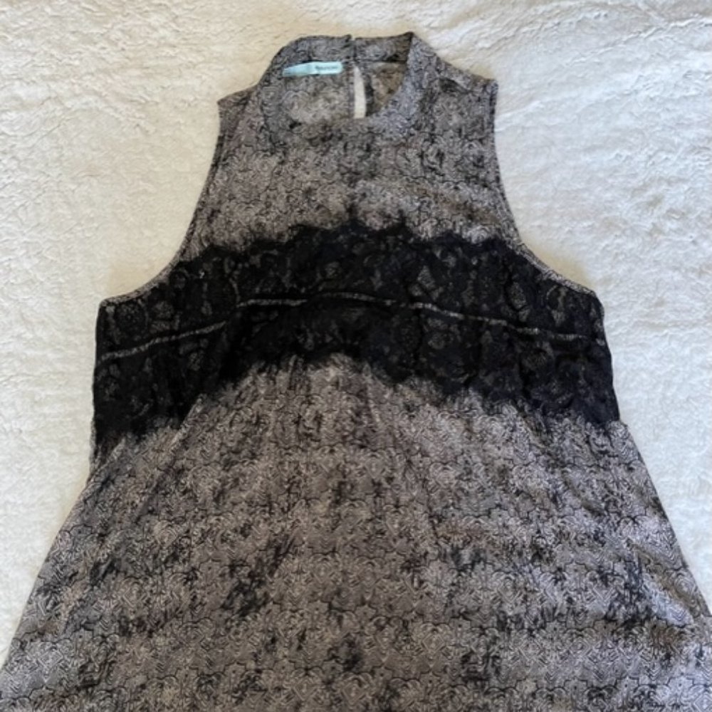 Black Dress Top With Lace Across Front and Keyhole Back